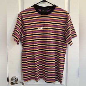 The Hundreds Striped Bomb Pike T-Shirt Size Medium Pink Orange Blue Black White